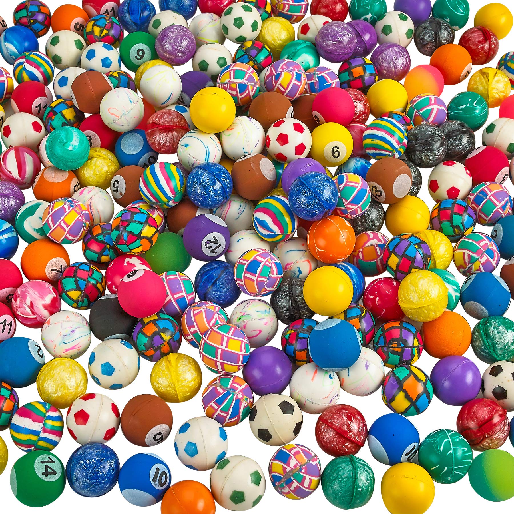 Bouncy Balls in Bulk - (1inch/27mm) Hi Bounce Ball Variety Assortment Mix, Colorful and Small Rubber Bouncing Balls for Kids Game Prizes, Party Favors and Vending Machines